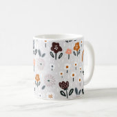 Blumenrauschen: Handgezeichnete Nahtlose Textur Kaffeetasse (VorderseiteRechts)