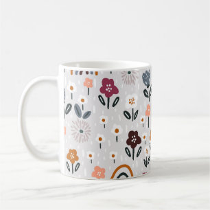 Blumenrauschen: Handgezeichnete Nahtlose Textur Kaffeetasse