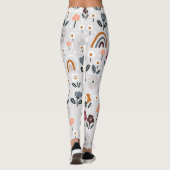 Blumenrauschen: Handgezeichnete Nahtlose Textur Leggings (Rückseite)