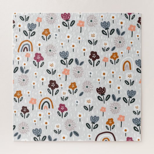 Blumenrauschen: Handgezeichnete Nahtlose Textur Puzzle (Vertikal)