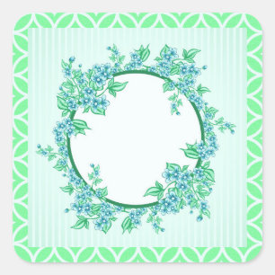 Blumenreath Blue Minze und White Square Sticker
