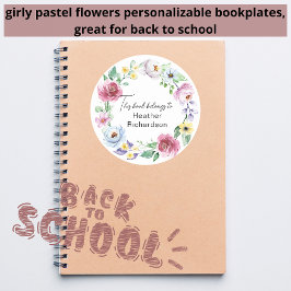 Blumenreath Dieses Buch gehört Buchzeichen Runder Aufkleber