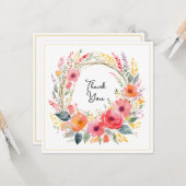 Blumenreath Elegante Hübsche Wasserfarbe Vielen Da Karte (Vorderseite/Rückseite Beispiel)