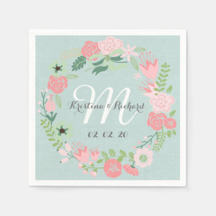 Blumenreath Personalisierte Hochzeitspapier Napkin Serviette