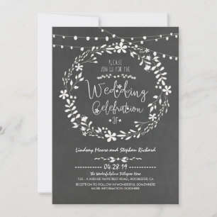 Blumenreath Rustic String Lights Wedites Einladung