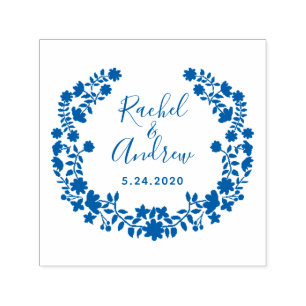 Blumenreath Save the Date Custom Wedding Briefmark Permastempel