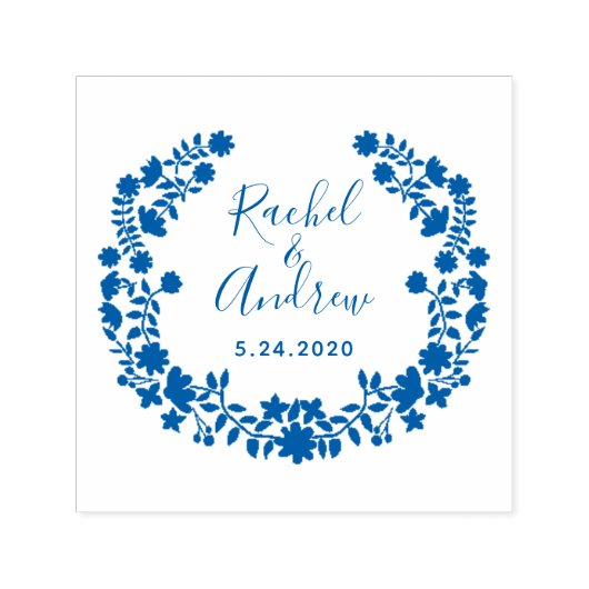Blumenreath Save the Date Custom Wedding Briefmark Permastempel (Design)