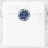 Blumenreath Watercolor Navy Blue Wedding Siegel Runder Aufkleber (Tasche)