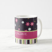 Blumenrebe und Streifen Personalisiert Kaffeepause Kaffeetasse (VorderseiteRechts)