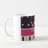 Blumenrebe und Streifen Personalisiert Kaffeepause Kaffeetasse (Links)