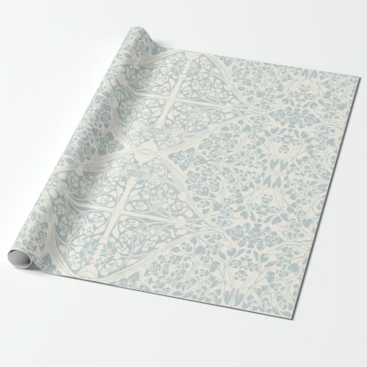 Blumenreben Arabesque Blue und Elfenbeinküste Geschenkpapier (Ungerollt)