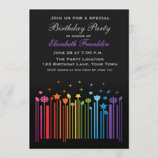 Blumenregenbogen-Bar-Code-Party Einladung