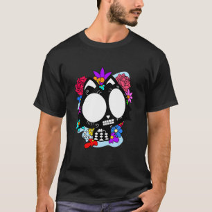 Blumenreich Katze Mexiko Tag der Toten Dia De Muer T-Shirt
