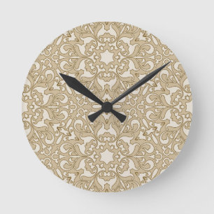 Blumenreich verzierter Hintergrund Runde Wanduhr