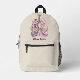 Blumenreiche Lungenanatomie Wasserfarben Medizinis Bedruckter Rucksack