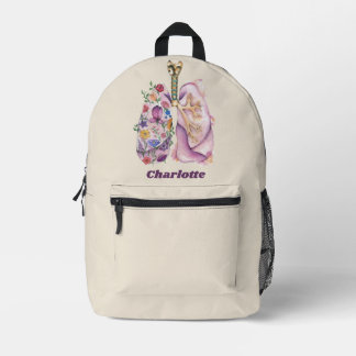 Blumenreiche Lungenanatomie Wasserfarben Medizinis Bedruckter Rucksack