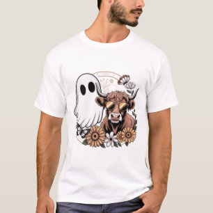 Blumenreicher Herbst Highland-Kuh-Geist T-Shirt