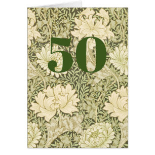 Blumenreiches 50. Geburtstags-Kartenfaltblatt