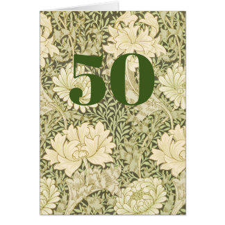 Blumenreiches 50. Geburtstags-Kartenfaltblatt