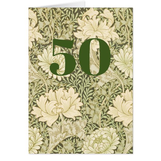 Blumenreiches 50. Geburtstags-Kartenfaltblatt (Vorne)
