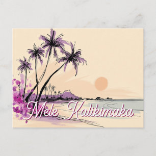 Blumenreiches Hawaii-Zeichnung Mele Kalikimaka Feiertagspostkarte