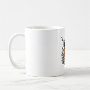 Blumenreiches Highland-Rind Vintage-Stichdesign_1 Kaffeetasse