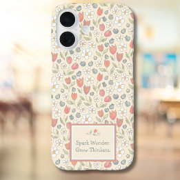 Blumenreiches Lehrer-Handyhülle zum Zurück zur Sch iPhone 16 Hülle