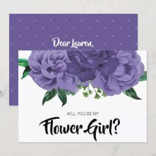 Blumenreiches Lila Ultra Violett Be My Flower Girl Einladung