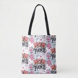 Blumenreiches Momfulness-Muster Rosa Typografie Tasche