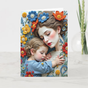 Blumenreiches Mutter-Umschlingt-Kunstkarte Karte