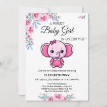 Blumenreiches Rosa Elefant Mädchen Baby Shower Ein