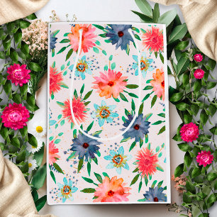 Blumenreiches Rosa Frühlings-Boho-Gold-Blumen-Wild Mittlere Geschenktüte