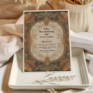 Blumenreiches Vintage Art Nouveau Hochzeit Einladung