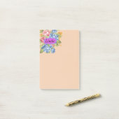Blumenreihe mit Namensschild Post-it Klebezettel (Auf Schreibtisch)