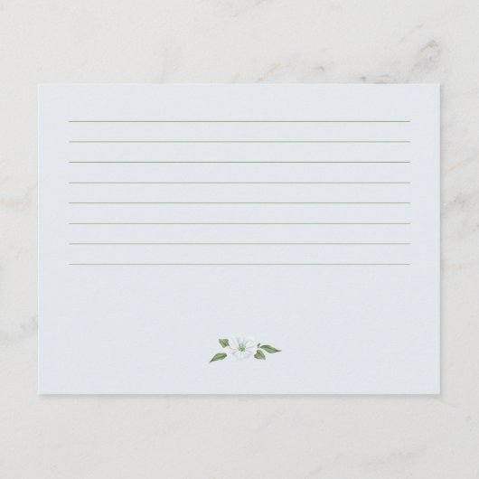 Blumenrezept aus duftendem blühendem Brautparty Begleitkarte (Rückseite)