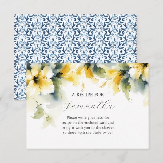 Blumenrezept für gelbe Hibisken Begleitkarte (Vorne/Hinten)