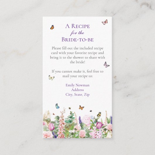 Blumenrezeptur und Schmetterlingsrezeption Begleitkarte (Vorderseite)