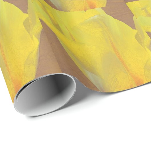 Blumenrhapsodie im Gelb Geschenkpapier (Rolleneckpunkt)