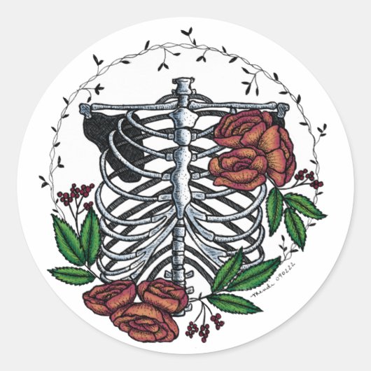 Blumenribs Runder Aufkleber (Vorderseite)