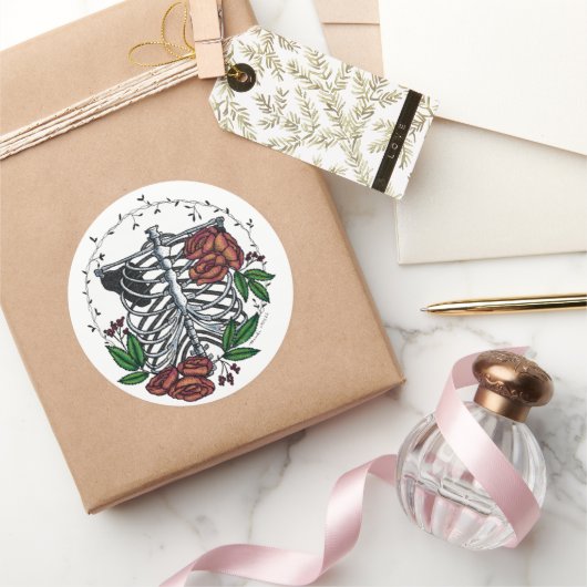 Blumenribs Runder Aufkleber (Schenken)