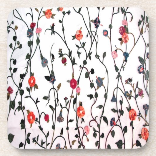 Blumenrinde Coral Pink Blauer Weibchen Getränkeuntersetzer (Vorderseite)