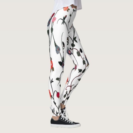 Blumenrinde Coral Pink Blauer Weibchen Leggings (Rechts)
