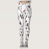 Blumenrinde Coral Pink Blauer Weibchen Leggings (Vorderseite)