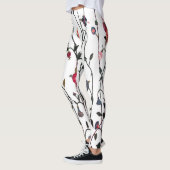 Blumenrinde Coral Pink Blauer Weibchen Leggings (Links)