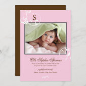 Blumenrinde Monogram Foto Geburtserklärung Ankündigung (Vorne/Hinten)