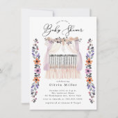 Blumenrippe Kinderdusche Einladung (Vorderseite)