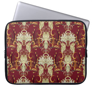 Blumenrogold, luxuriöses Vintages Muster. Laptopschutzhülle