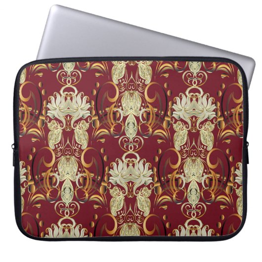 Blumenrogold, luxuriöses Vintages Muster. Laptopschutzhülle (Vorderseite)