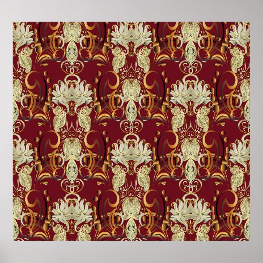 Blumenrogold, luxuriöses Vintages Muster. Poster (Vorne)