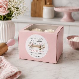 Blumenrolle Pin Cupcake Bäckerei Danke Runder Aufkleber